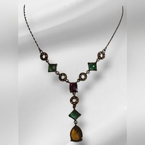 Vintage Signed NR for Avon Multi Color Y-drop Necklace